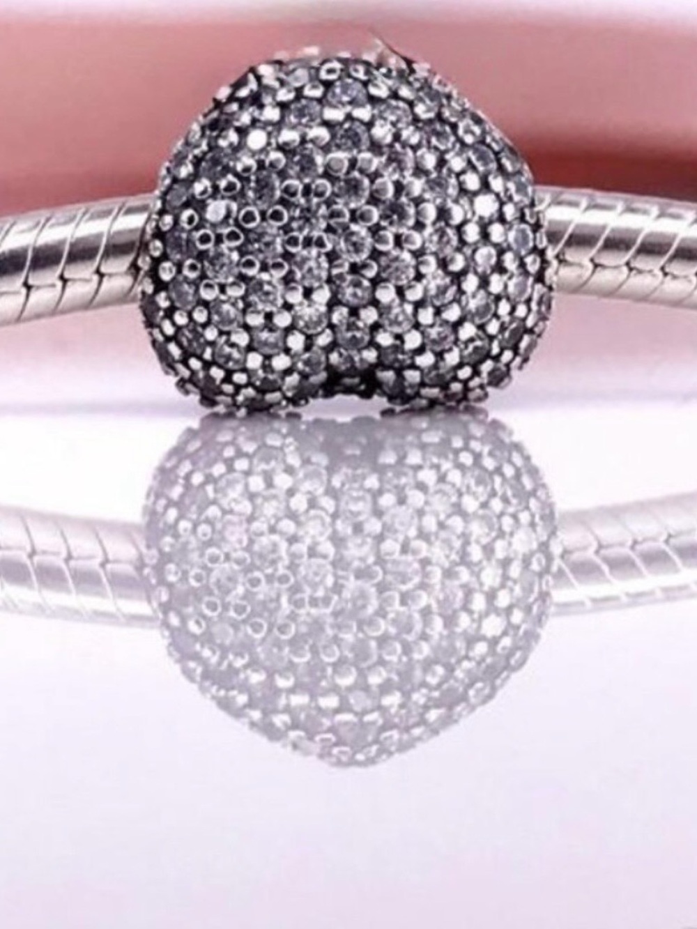 Pandora Retired Pavé Heart Clip Charm Clear CZ Sterling 925 - Picture 6 of 12